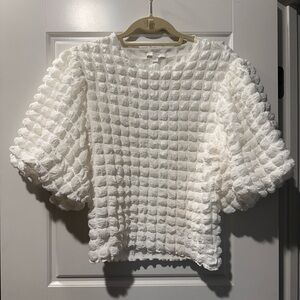 Anthropologie White Textured Blouse